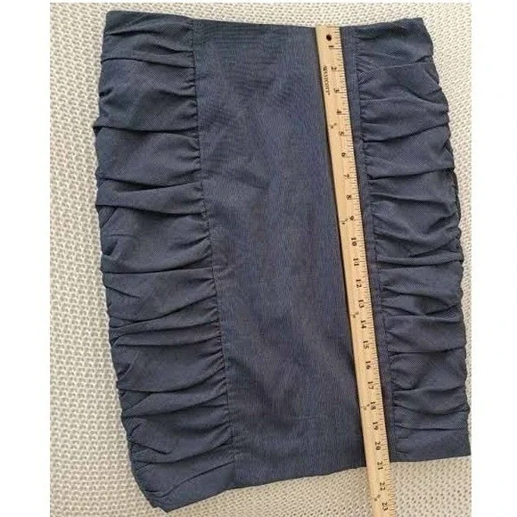 Anthropologie Cartonnier Woodgrain Ruched Pencil Skirt Navy Black Size 4 - Picture 6 of 8